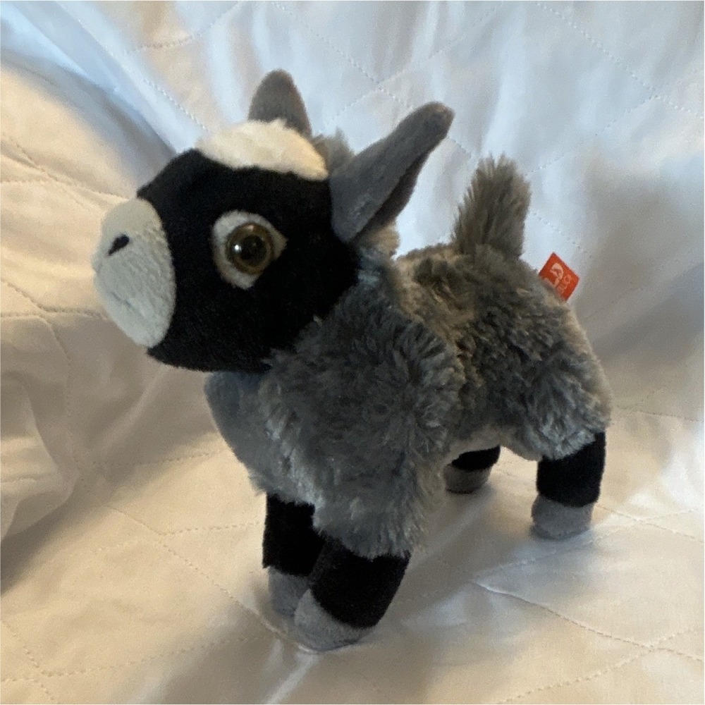 Wild Republic Goat Plush Stuffed Animal Gray/Black/White Small Washable 18043